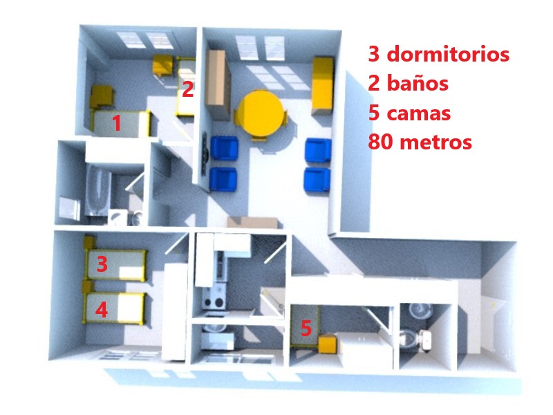 Plaza de Mayo Alquiler temporario departamento AMOBLADO para 5 personas. 80 m 3 dormitorios 2 baos